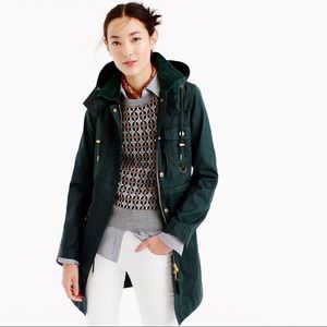 J crew long downtown field jacket in dark green